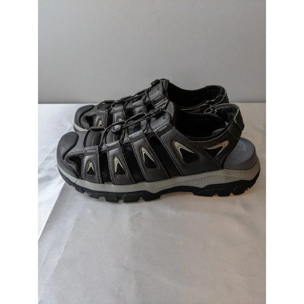 Skechers Mens Relaxed Fit Luxe Foam Fisherman Sandals Gray 204111 Size 11